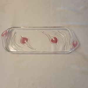 Mikasa 1980 Vintage Mayfair Clear & Frosted Pink Calla Lily Pattern